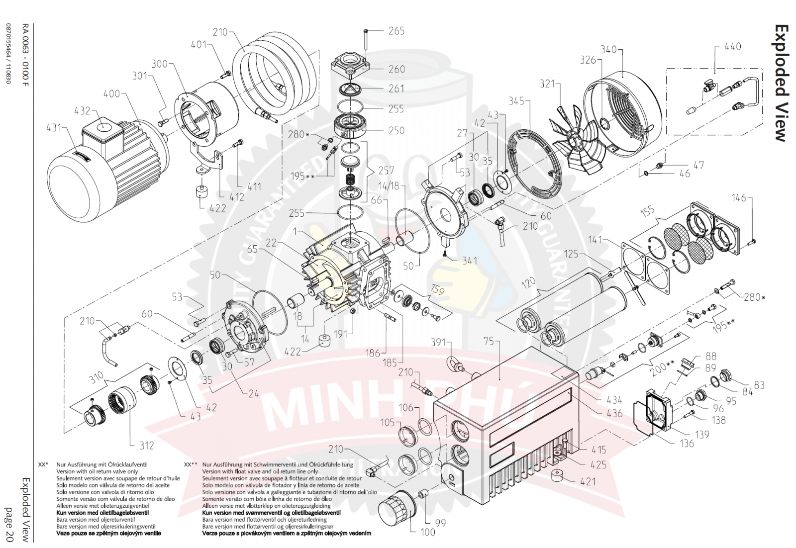 PHỤ TÙNG CHO BƠM R 5 RA/RC 0063F, 0100F